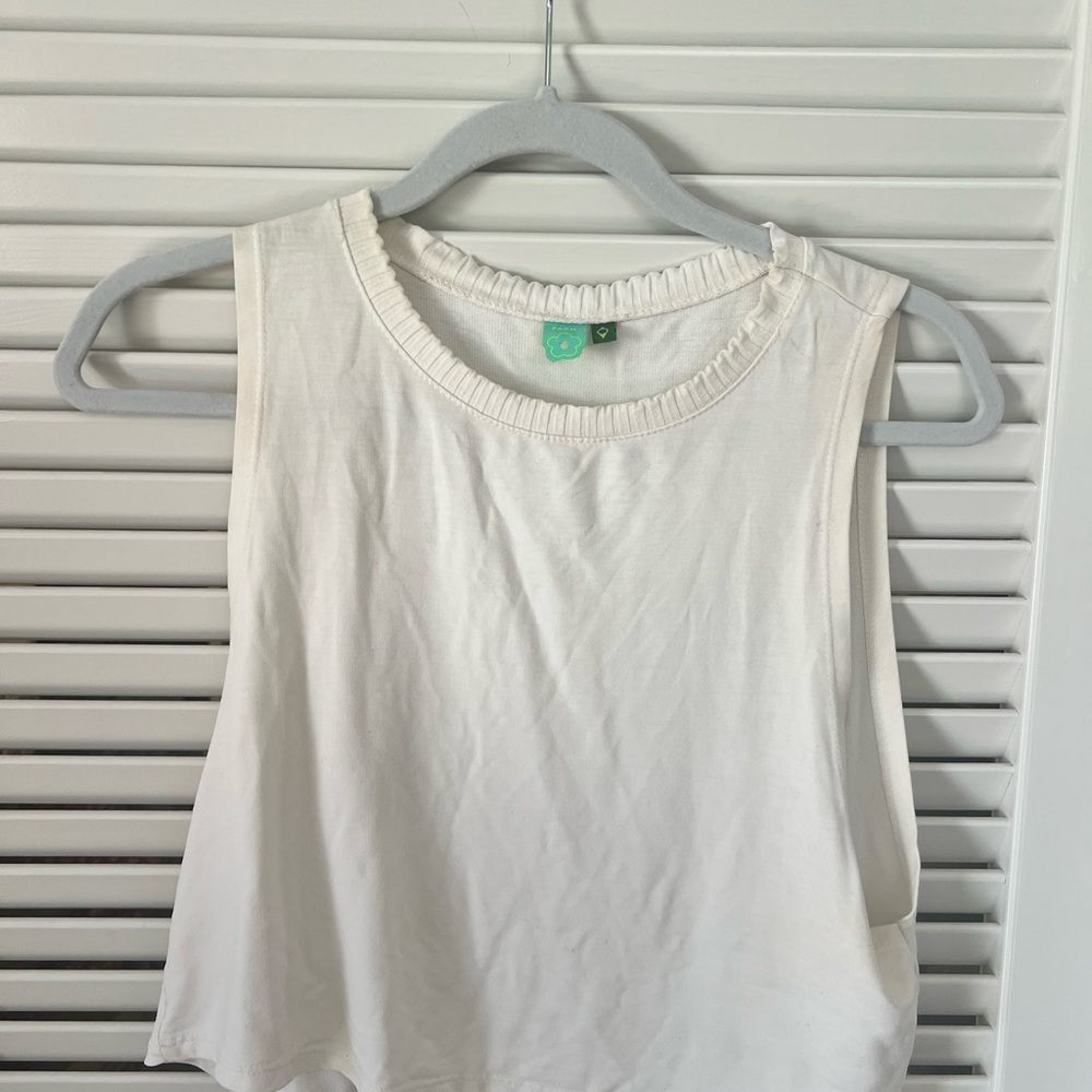 Farm Rio White Sleeveless Cotton Crop Top